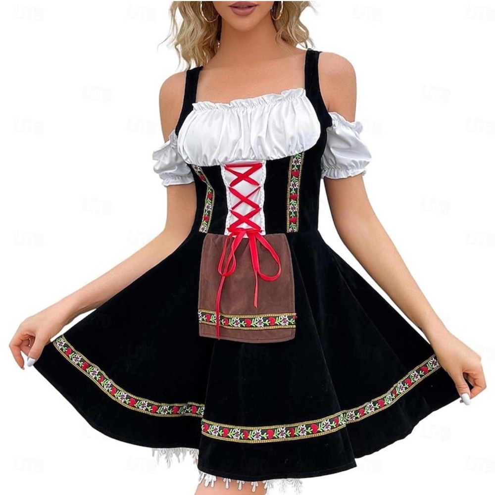 Woman’s German Bavarian Oktoberfest Dirndl Beer Maid Costume Dress NEW
